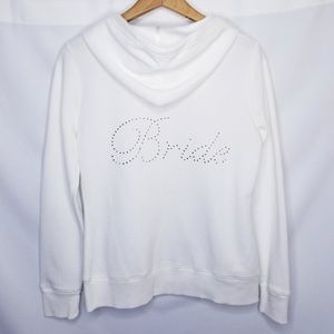 Gilligan & O'Malley Women's Hoodie White "Bride" Full Zip Sweatshirt Size M